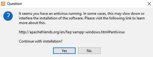 xampp antivirus warning